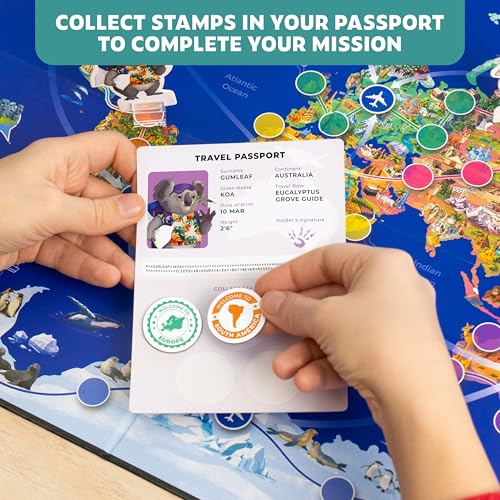 Stamp It! World Tour, Educational Map Geography Board Game for Kids 8-12