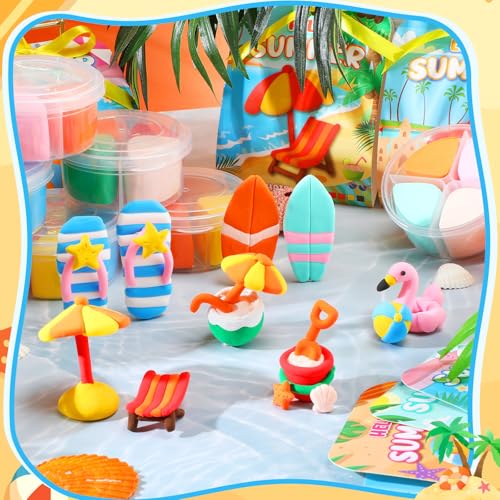 Capoda 18 Sets Summer Air Dry Clay Kits for Kids Back to School Gifts Bulk - style: Summer