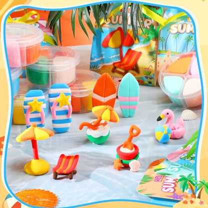 Capoda 18 Sets Summer Air Dry Clay Kits for Kids Back to School Gifts Bulk - style: Summer