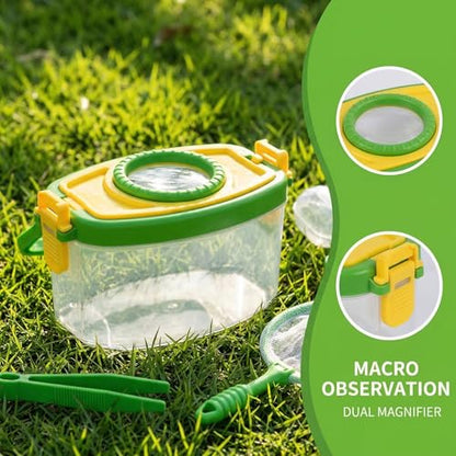 Bug Catcher Kit 6 Pcs - Insect Catching Set with Net, Bug Box, Magnifier & Tweezers - Outdoor Explorer Toy for Kids Age 3-12(Green 6 Pcs) - color: Green 6 Pcs