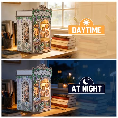 Monet's Studio Book Nook Kit, DIY Miniature House Kit with LED Light - color: Monet's Studio