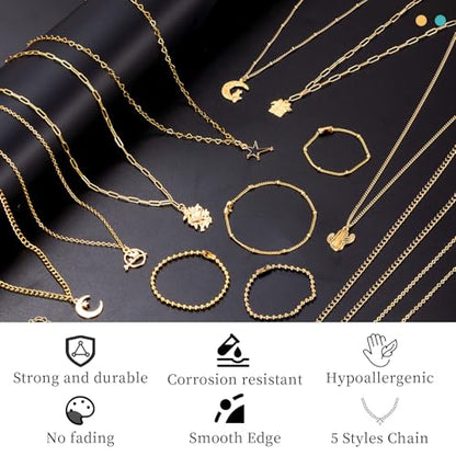 Wurosi 1927PCS Jewelry Making Supplies Kit for Adults,Natural Stone Beads - color: Gold-16.4Ft+Pendants
