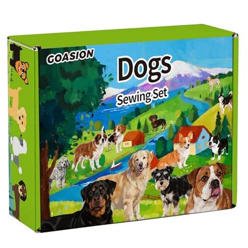 GOASION Sewing Kit for Kids, 12-Piece Dog Crafts Sewing Kit, Ages 5-8-12 - color: Dog Sewing Set - 12 Pack