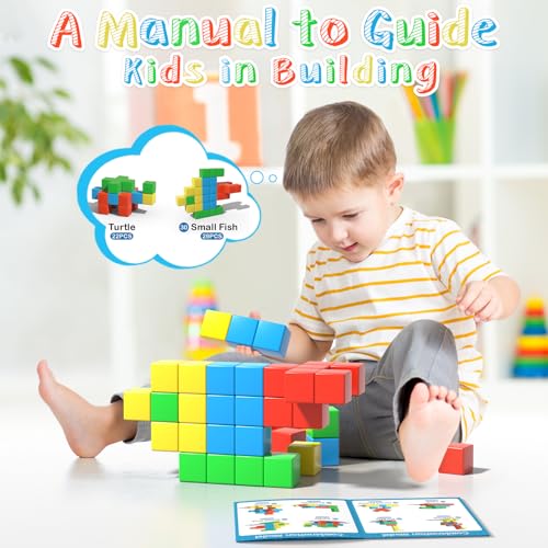 Large Magnetic Blocks,56PCS 1.34in 3D Building Cubes for Kids Ages 3+ - style: 56PCS（1.34in）