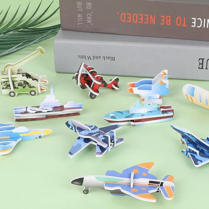 CCINEE 25 Pcs Educational 3D Cartoon Puzzles for Kids,3D Aircraft Learning Educational Paper Puzzle Game for DIY Crafts Gifts - style: Aircraft