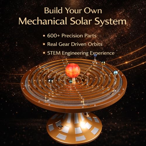 TECHING Motorized Metal Solar System Model Kit, 600+ Parts, LED Sun