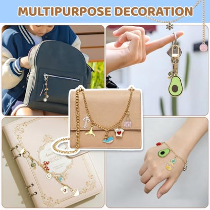 348Pcs Charms Lip Gloss Keychain Making Kit,DIY Craft with Charms,Key Chain Hooks,Jump Rings,Lobster Clasps,Chains & Tools,Bag Charm Kit,Keychains Make Supplies for DIY Crafting and Jewelry Making - color: Burnt Olive