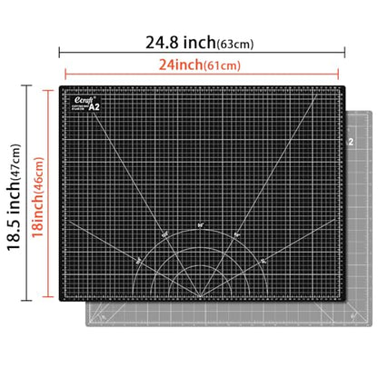 Ecraft Self Healing Cutting Mat:18" x 24" Double Sided 5-Ply Hobby Mat, A2 Rotary Cutting Sewing Mat for Crafts, Fabric,Sewing,Quilting,Scrapbooking,Projects,Grey/Black - color: Grey/Black, size: 24"L x 18"W