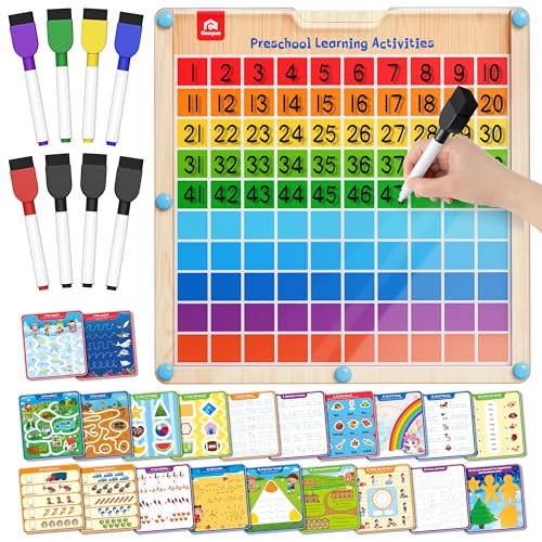 Coogam Handwriting Hundred Board, Wooden Montessori Math Manipulative