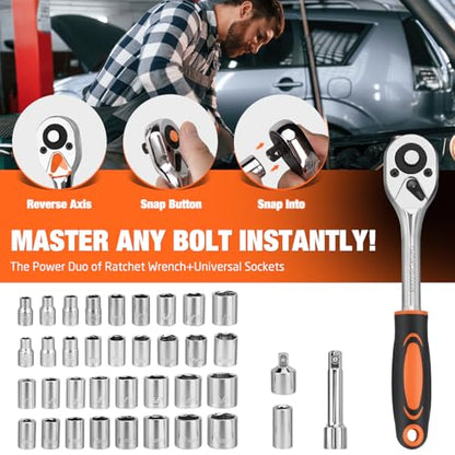 248-Piece Home Repair Hand Tool Set with Storage Case - color: Orange