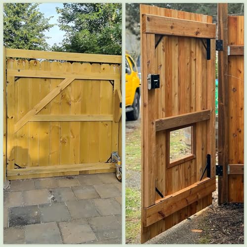 2 Set Gate Frame Fence Kit with Gate Latch,Heavy Duty Anti Sag Gate Kit, Gate Corner Brace Bracket Hardware for Wooden Privacy Fence Gate Garden Wooden Driveway Gates, Shed Doors, Corral