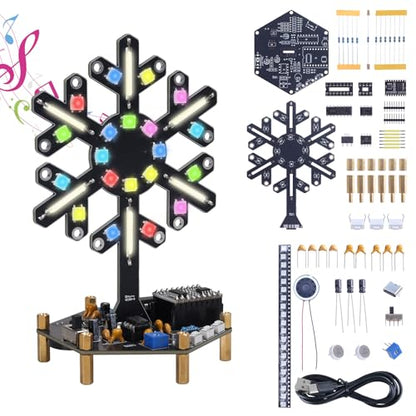 Voice Control Spectrum Light Soldering Kit, PEMENOL DIY LED Light Electronic Kit, Music Reactive & Static Modes, Interactive STEM Electronics Project for School Class Learning Home Decor
