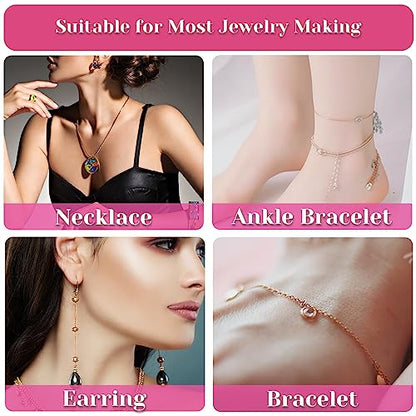 selizo Chains for Jewelry Making, 60ft Jewelry Making Chains for Necklace with Pliers, Open Jump Rings and Lobster Clasps for Making Jewelry DIY Necklace Bracelet Anklet, 6Colors 2mm