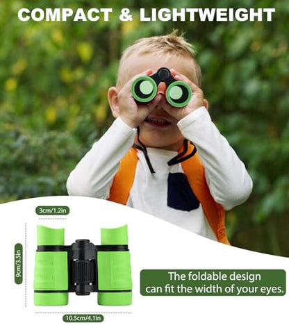 Binoculars for Kids, Toys for 3-12 Years Boys and Girls High-Resolution Optics Shockproof Mini Compact Toy Binoculars for Bird Watching, Hiking, Camping, Science, Detective - color: Green