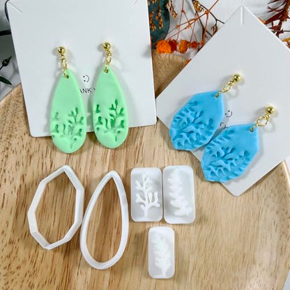 Xaekicr 5pcs Leaf Texture Polymer Clay Cutters – Clay Cutters for Earrings, Geometric Teardrop Shape Clay Tools, Clay Molds for Polymer Clay Jewelry DIY - color: 2L color