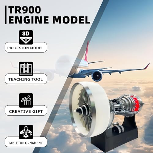 TR900 Turbofan Engine Model Kit, 28cm DIY A380 Jet Engine - color: Silver White