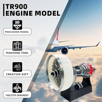 TR900 Turbofan Engine Model Kit, 28cm DIY A380 Jet Engine - color: Silver White