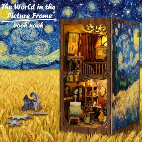 Book Nook Kit - DIY Miniature House Kit 3D Wooden Doll House DIY Book Nook Kits for Adults Creative Gift for Teens and Friends - color: Book Nook Kit
