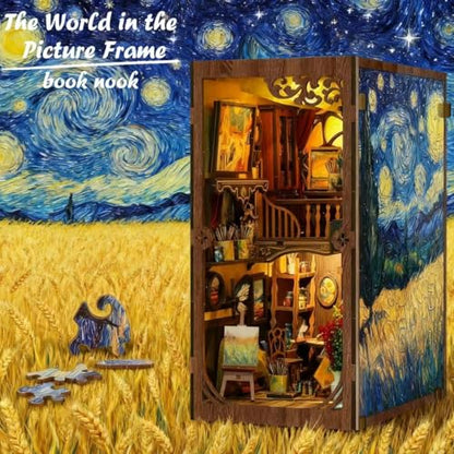 Book Nook Kit - DIY Miniature House Kit 3D Wooden Doll House DIY Book Nook Kits for Adults Creative Gift for Teens and Friends - color: Book Nook Kit