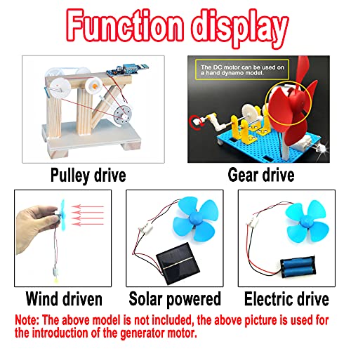 EUDAX Mini Generator Motors 3V-12V DC Motor Electric Motor for DIY Toys Wind Turbine Generator Hand Cranked Power Generator Model (Plastic Motor Holder)