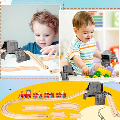 11 Pcs Tunnel Train Track Accessories Simulation Train Cave Tunnel Wooden Railway Track for Kids Train Toy Railway Scene Model Child Party Favors