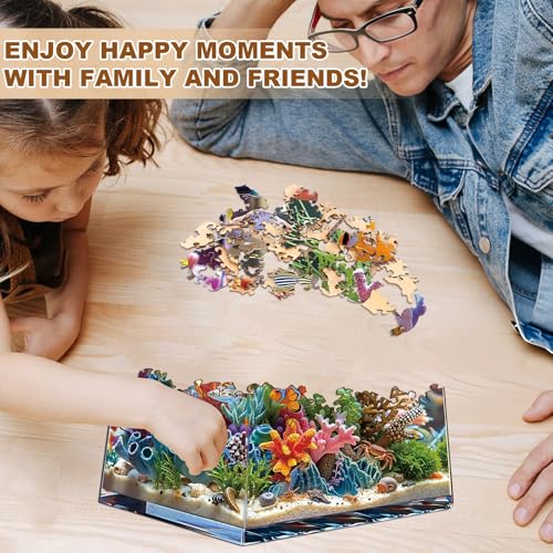 Wooden Puzzles for Adults, 7.7 * 7.4 in 95 pcs Ocean Aquarium Wood Puzzles - color: Ocean Aquarium, size: Small