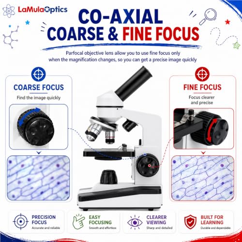 Microscope for Adults Students, 40X-2000X Metal Microscope Kit