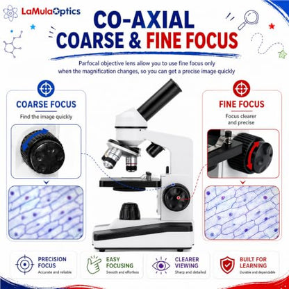 Microscope for Adults Students, 40X-2000X Metal Microscope Kit