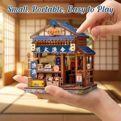 Cutefun DIY Miniature House Kit, 129 Pcs 3D Wooden Puzzle Tiny House - color: Fukuoka Mentaiko Kitchen
