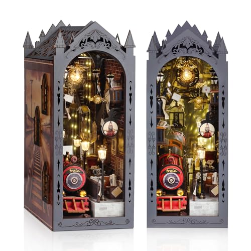 DIY Book Nook Kit, 3D Wooden Puzzle Miniature House Kit Adult, Train
