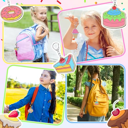 Trnayi 36 Pcs Dessert Unfinished Wood Keychain Color Your Own DIY Craft - style: Ice Cream