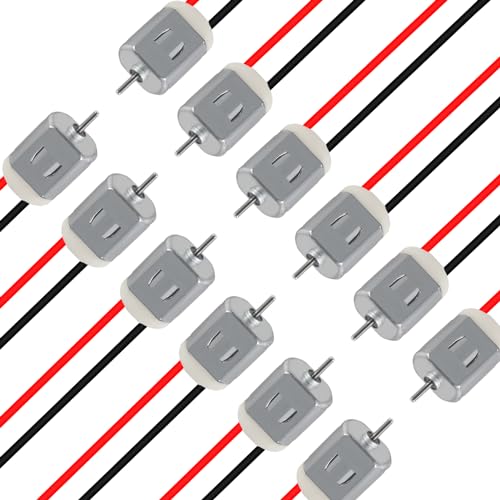 12 Pack 1.5V-6V Type 130 Miniature DC Motors with Male Dupont Jumper Wire for Arduino Hobby Projects DIY