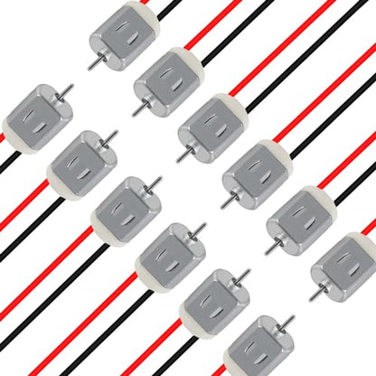 12 Pack 1.5V-6V Type 130 Miniature DC Motors with Male Dupont Jumper Wire for Arduino Hobby Projects DIY