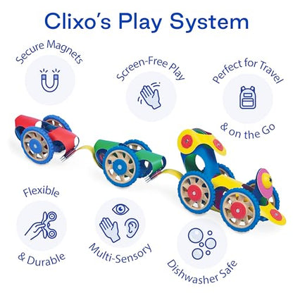 Clixo Wheel Creator Pack, Flexible Vehicle STEAM Magnetic Toys (72 Pc, 4+) - size: 72 Piece Pack