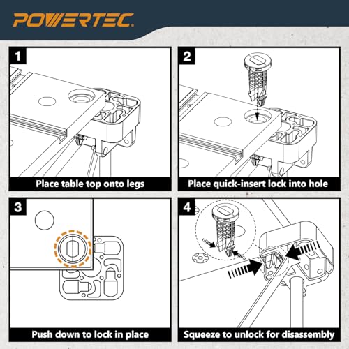 POWERTEC Arachni-Flex 24" x 48" Foldable Workbench Tabletop - Portable Work Surface with Pre-drilled Dog Holes, T-Tracks & Quick-Insert Locks for Arachni Flex Woodworking Collapsible Workstand (72034) - style: Tabletop - Dog Hole/T-track
