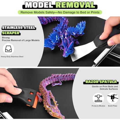 3D Printer Tools Kit, 34pcs 3D Printer Accessories for All FDM/SLA Printers Includes Nozzle Cleaning, Removal Scrapers, Finishing Tools, 5 Types of Files,Brushes, Wire Cutter, Engraving Knife - style: All-purpose Kit
