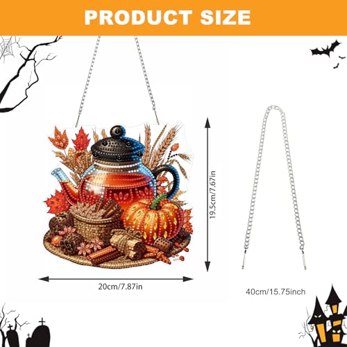 NAIMOER Fall Diamond Art Hanging Kits for Adults, 5D Special Shaped Rhinestone, DIY Acrylic Diamond Art Painting Window Pendants Home Garden Wall Hanging Ornament Kits, Double Sided - color: Fall