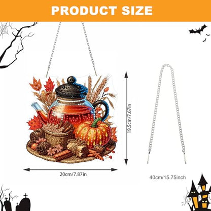 NAIMOER Fall Diamond Art Hanging Kits for Adults, 5D Special Shaped Rhinestone, DIY Acrylic Diamond Art Painting Window Pendants Home Garden Wall Hanging Ornament Kits, Double Sided - color: Fall