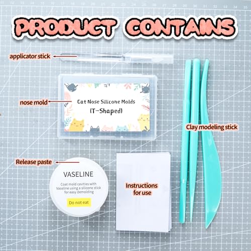 Nuvretk 8 Cute Silicone Molds for Needle Felting - Cat Nose Shapes for Stuffed Animals, DIY Crafts, and Accessories (T-Shaped) - size: CAT-T-shaped