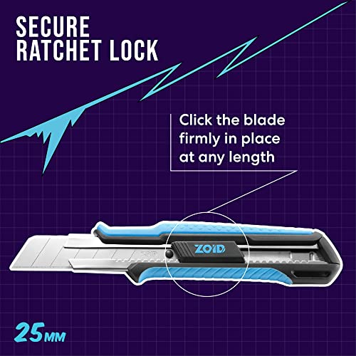 Zoid 25mm Snap Knife with TraX-Grip, High-Carbon Steel Blade, Retractable Box Cutter, Utility Knife for Cutting and Crafting, 7-Segment Snap Blade, Textured Grip for Comfort and Stability - size: Single, style: 25mm Snap Knife