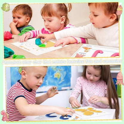 Ireer 36 Pcs Dough Mats for Kids Activity Card for Clay - style: Alphabet
