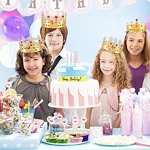 Gold Paper Crowns, Diy Birthday King Crowns Craft to Decorate, Paper Prince Princess Crown Hats for School Classroom - style: 28 (15 Crowns+13 Sticker Gems)