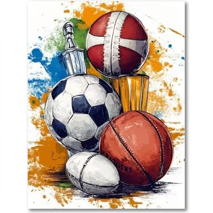 Diamond Art Kits for Adults - Ball Sports Diamond Painting Kits 12X16 inch - color: Ball Games