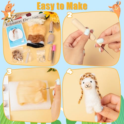 WATINC Needle Felting Kit - 3 Set Unique Different Cute Doll Wool Felt Needle Tools Foam Pad Instruction, DIY Home Decoration Craft Party Supplies for Art Work Starter Beginners (Alpaca) - style: Alpaca