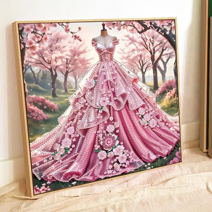 JATOK Diamond Art Kits for Adults, Princess Dress, Special-Shaped Gems - color: Denim