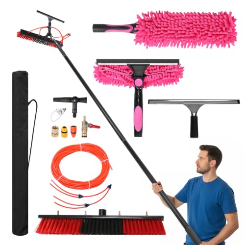 Solar Panel Cleaning Brush Kit Height Adjustable with 20m Hose