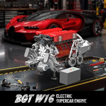 Mould King 10163 W16 Engine Building Blocks Sets, V8 Engine Model kit that Run, Build Your Own STEM Model Engine, 16-Cylinder Car Engine Building Engineering Toys(955+PCS) - style: 10163 Engine Model