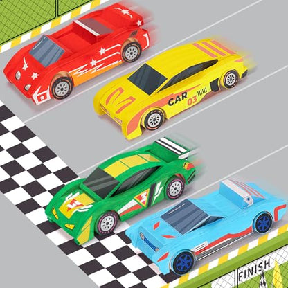 Shyling 4 DIY Wooden Race Car Toy, Arts & Crafts Painting Kit for Kids - style: Model A
