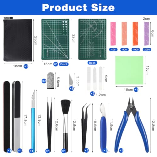 Fippy Model Kit Tools, Hobby Building Tools with A5 Cutting Mat - style: Set D