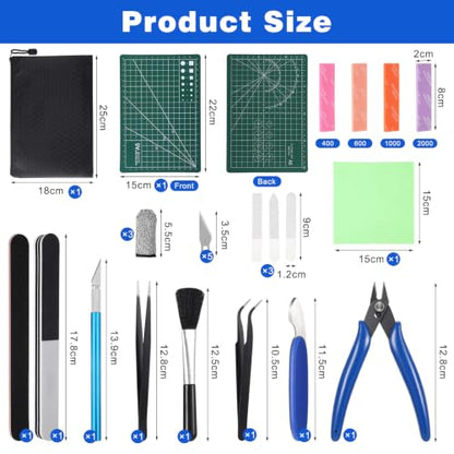 Fippy Model Kit Tools, Hobby Building Tools with A5 Cutting Mat - style: Set D